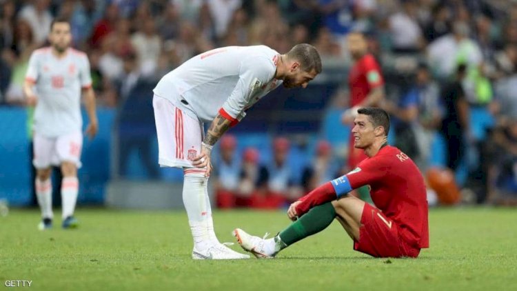 جانب من لقاء رونالدو وراموس في مونديال 2018.