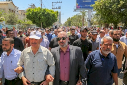 قيادة تيار الاصلاح الديمقراطي بساحة غزة تشارك في المسيرة الجماهيرية ضد الضم