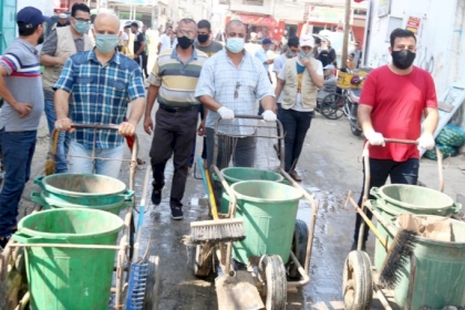بالصور: حركة فتح ساحة غزة في محافظة رفح لجنة اللاجئين تنفذ مبادرة تطوعنا حياة