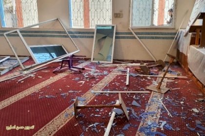 بالصور: الاحتلال يلحق دمارا بمسجد الودود شرق غزة