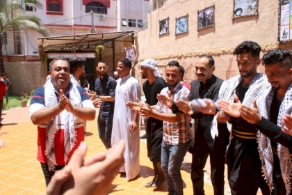 لجنة اللاجئين في لجنة المؤسسات والمجتمع المدني بمحافظة غزة تنفذ فعالية إحياء التراث بمناسبة يوم اللاجئ الفلسطيني.