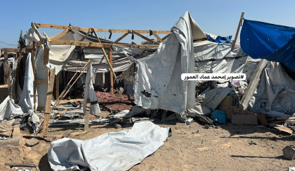 إصابات في قصف مسيرة إسرائيلية خيمة تؤي نازحين غربي مدينة خان يونس