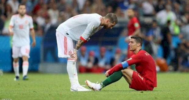 جانب من لقاء رونالدو وراموس في مونديال 2018.