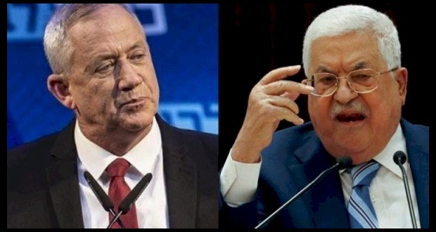 صورة: الرئيس الفلسطيني محمود عباس مع وزير الجيش الإسرائيلي بيني غانتس 